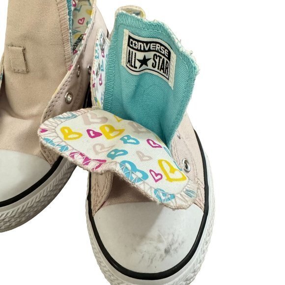 Converse Shoes Junior 4 Chuck Taylor Double Tongue Sneakers Pink Low‎ Top - Picture 5 of 13